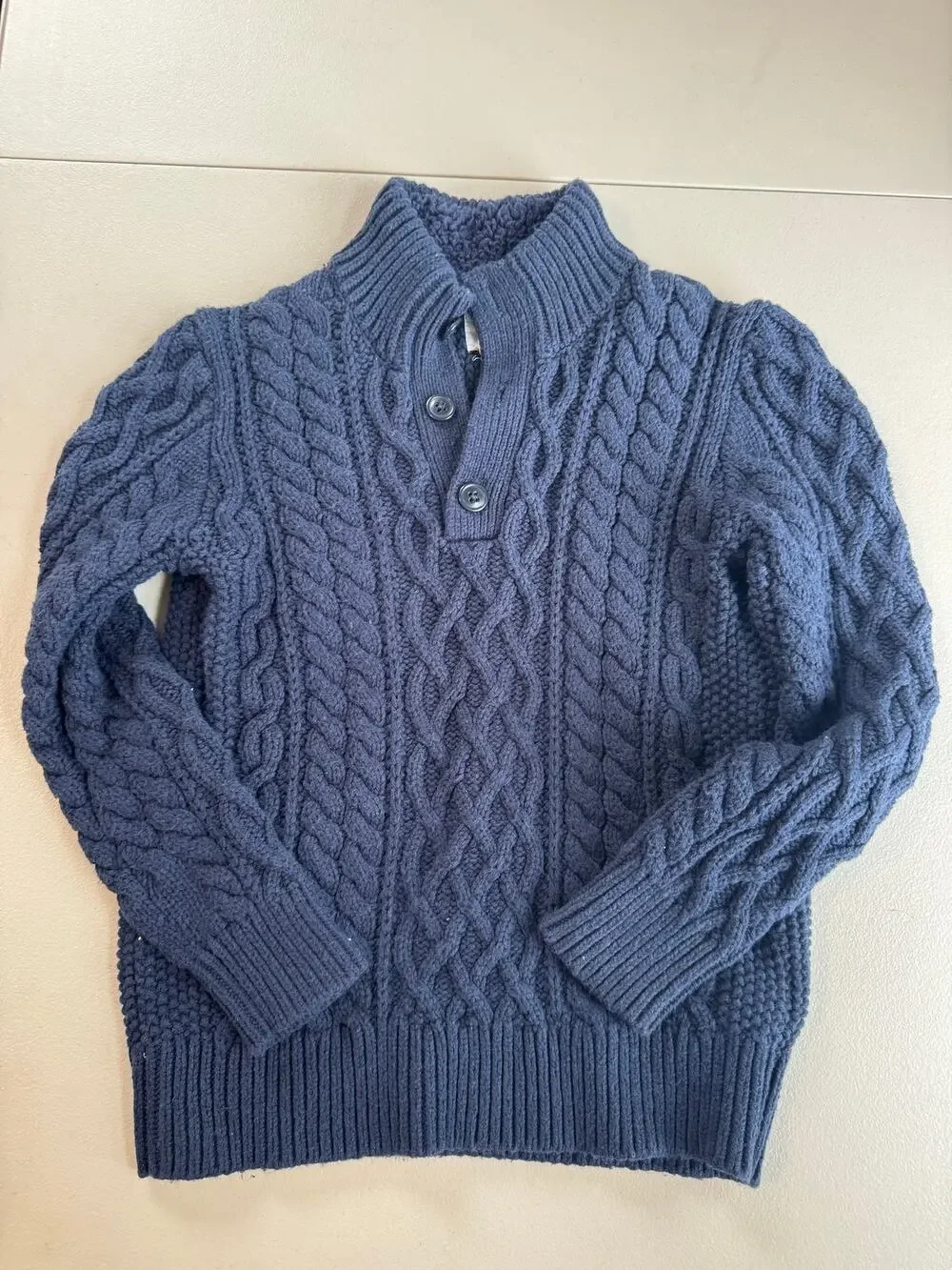 Gap Kids Boys Cable-Knit Mockneck Sweater Blue Size M (8)